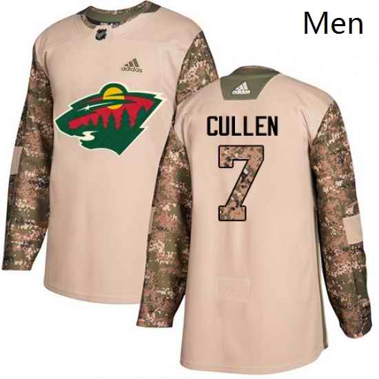Mens Adidas Minnesota Wild 7 Matt Cullen Authentic Camo Veterans Day Practice NHL Jersey